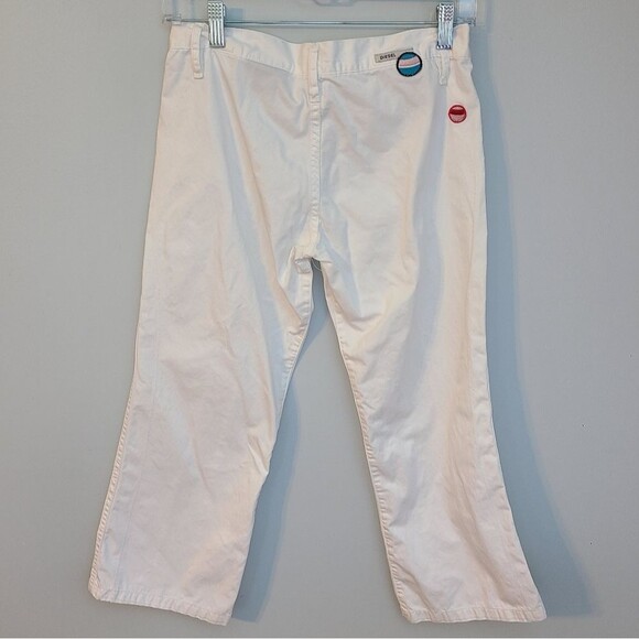 Diesel Womens White Ankle Cotton Low Rise Exposed Seam Pants Size 26 - Picture 2 of 13